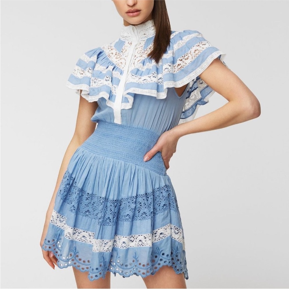 LoveShackFancy Clay Mini Dress Cobalt Blue
